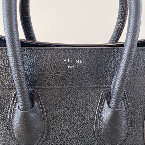 CELINE MINI LUGGAGE in Drummed Calfskin - Black with Silver Hardware - Picture 2 of 8